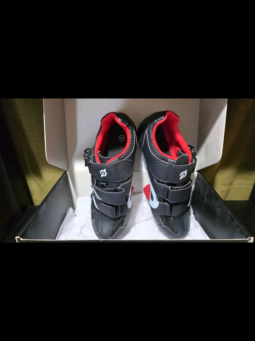 Peloton Women’s Cycling Shoes in Black and Red